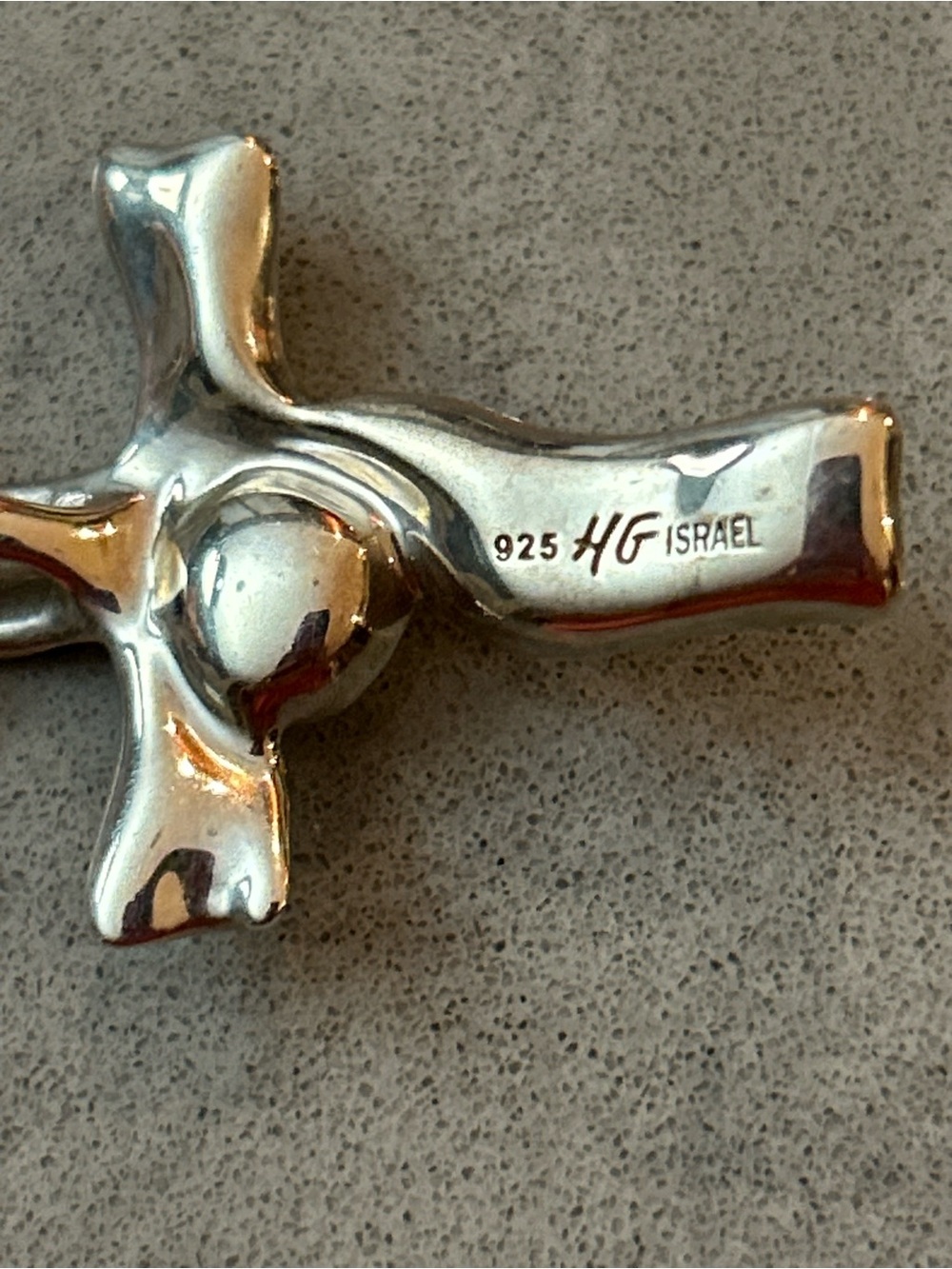 HAGIT GORALI ISRAEL STERLING SILVER CROSS NECKLACE WITH PEARL - Picture 3 of 3